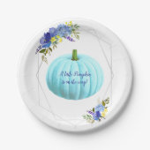 Assiettes En Carton Baby shower Citrouille bleu (Devant)