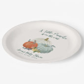 Assiettes En Carton Baby shower Citrouille bleu Dusty (Angle)