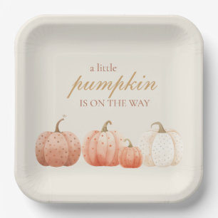 Assiettes En Carton Baby shower Citrouille Boho Fall Polka Dot