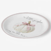 Assiettes En Carton Baby shower citrouille & Bow rose (Angle)