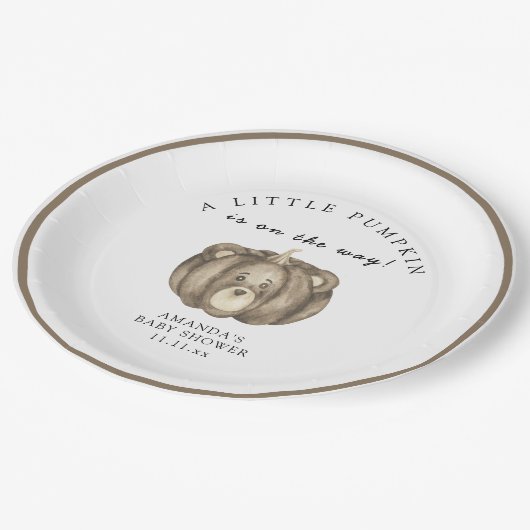 Assiettes En Carton Baby shower citrouille d'automne (Angle)