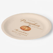 Assiettes En Carton Baby shower Citrouille de Fall Little (Angle)