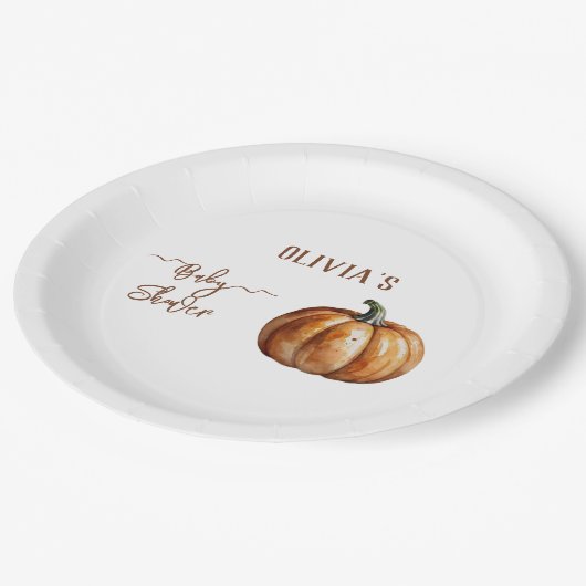 Assiettes En Carton Baby shower Citrouille de Fall Little (Angle)