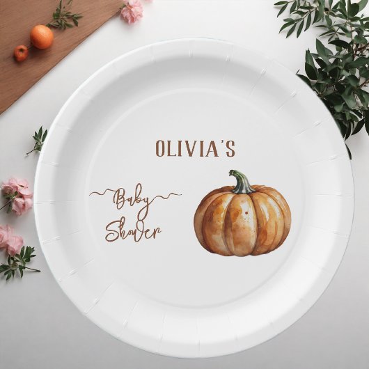 Assiettes En Carton Baby shower Citrouille de Fall Little