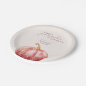 Assiettes En Carton Baby Shower Citrouille Rose (Angle)