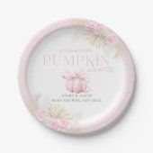 Assiettes En Carton Baby shower Citrouille rose fille Floral Bow (Devant)