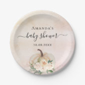 Assiettes En Carton Baby shower citrouille rose or crème brush (Devant)