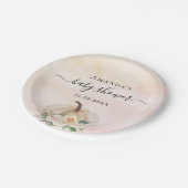 Assiettes En Carton Baby shower citrouille rose or crème brush (Angle)