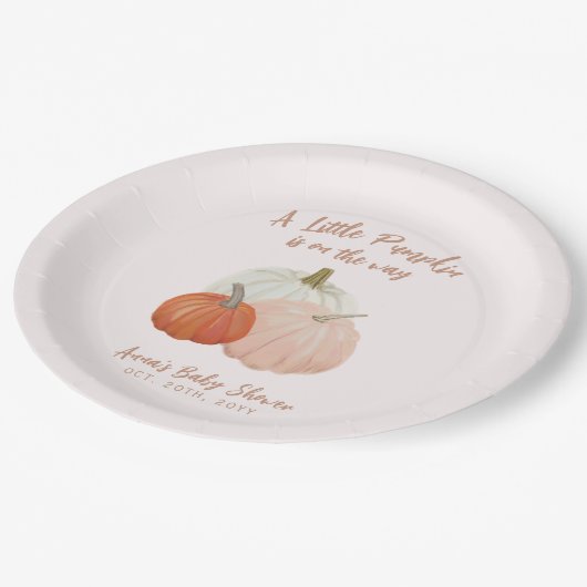 Assiettes En Carton Baby shower Citrouille rose vif (Angle)