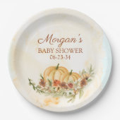 Assiettes En Carton Baby shower Citrouille Rustic Automne (Devant)
