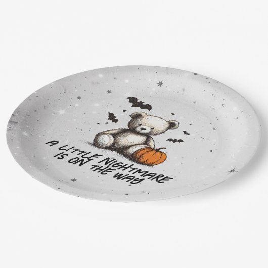 Assiettes En Carton Baby shower Citrouille Teddy (Angle)