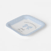 Assiettes En Carton Baby shower classique Pois Dusty Blue Bow Boy (Angulaire)