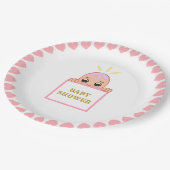 Assiettes En Carton Baby shower Coeurs roses mignons (Angle)