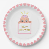 Assiettes En Carton Baby shower Coeurs roses mignons (Devant)