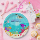 Assiettes En Carton Baby shower coloré d'animaux marins (Fête)