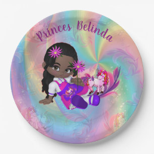 Assiettes En Carton Baby shower coloré de Spirales arc-en-ciel Cutie P