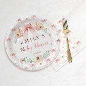 Assiettes En Carton Baby shower Coquette bow Florals