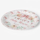 Assiettes En Carton Baby shower Coquette bow Florals (Angle)