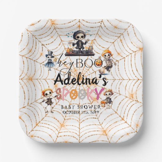 Assiettes En Carton Baby shower Costume Halloween Boo éffrayant (Recto)