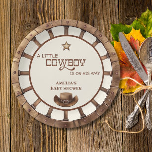 Assiettes En Carton Baby Shower Cow-Boy Rustique Far West