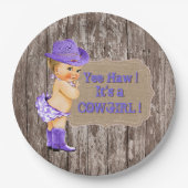 Assiettes En Carton Baby shower Cowgirl violet (Devant)