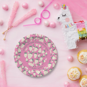 Assiettes En Carton Baby shower CUSTOM D'Aiguille Fraise Blanche