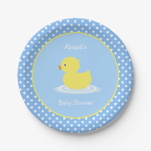 Assiettes En Carton Baby shower Cute Blue Duck (Devant)