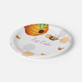 Assiettes En Carton Baby shower d'abeille rose (Angle)