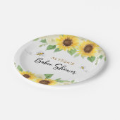 Assiettes En Carton Baby shower d'abeilles de tournesol (Angle)