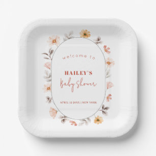 Assiettes En Carton Baby shower d'accueil Fleur sauvage Boho simple