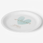 Assiettes En Carton Baby shower d'accueil Mint Green Simple Heart (Angle)