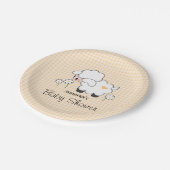Assiettes En Carton Baby shower d'agneau En vichy jaune (Angle)