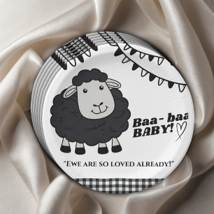 Assiettes En Carton Baby shower d'agneau noir Kawaii