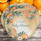Assiettes En Carton Baby shower d'agrumes Feuilles orange