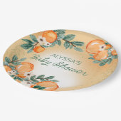 Assiettes En Carton Baby shower d'agrumes Feuilles orange (Angle)