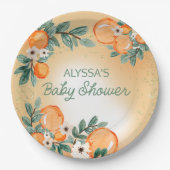 Assiettes En Carton Baby shower d'agrumes Feuilles orange (Devant)