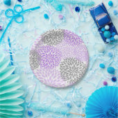 Assiettes En Carton Baby shower Dahlia gris lavande mauve / Bride (Fête)