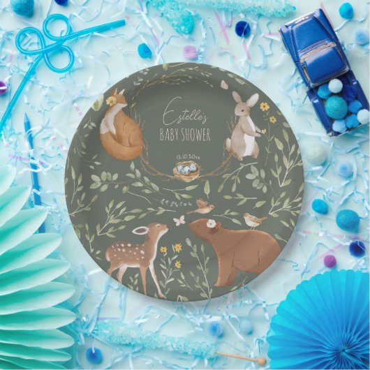 Assiettes En Carton Baby shower d'amis de la forêt (Fête)