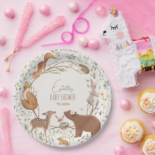 Assiettes En Carton Baby shower d'amis de la forêt (Fête)