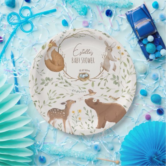 Assiettes En Carton Baby shower d'amis de la forêt (Fête)