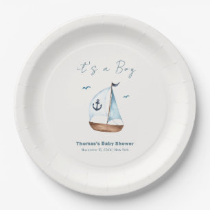 Assiettes En Carton Baby shower d'Ancre minimaliste simple