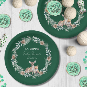 Assiettes En Carton Baby shower d'animaux de bois rustique d'hiver