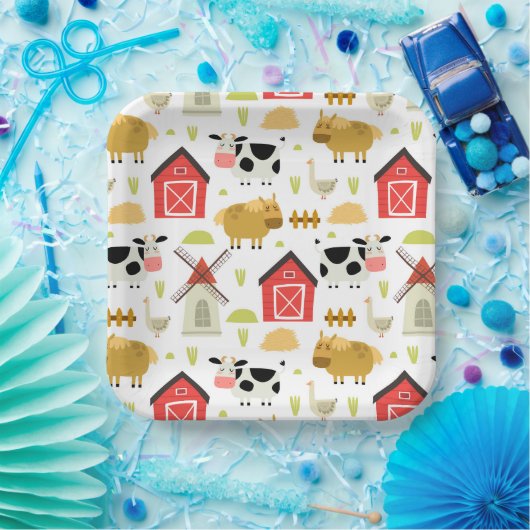 Assiettes En Carton Baby shower d'anniversaire de ferme (Fête)