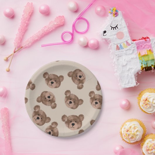 Assiettes En Carton Baby shower d'anniversaire de Teddy Bear (Fête)