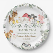 Assiettes En Carton Baby shower d'anniversaire des animaux de ferme (Devant)