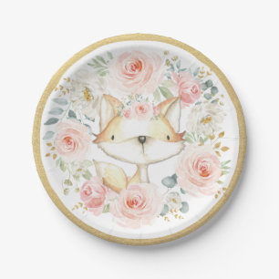 Assiettes En Carton Baby shower d'anniversaire du renard de la forêt 