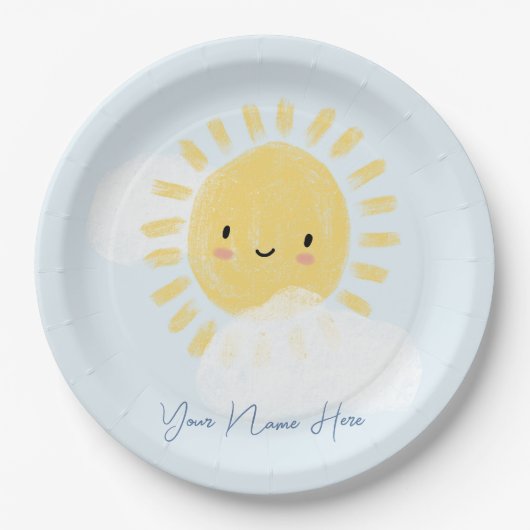 Assiettes En Carton Baby shower d'anniversaire personnalisé Sunshine (Devant)
