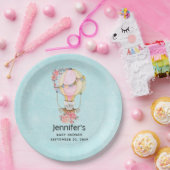 Assiettes En Carton Baby shower d'aquarelle à bulle d'air chaud (Fête)