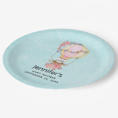 Assiettes En Carton Baby shower d'aquarelle à bulle d'air chaud (Angle)