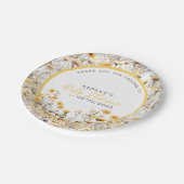 Assiettes En Carton Baby shower d'aquarelle Boho Fleur sauvage jaune (Angle)